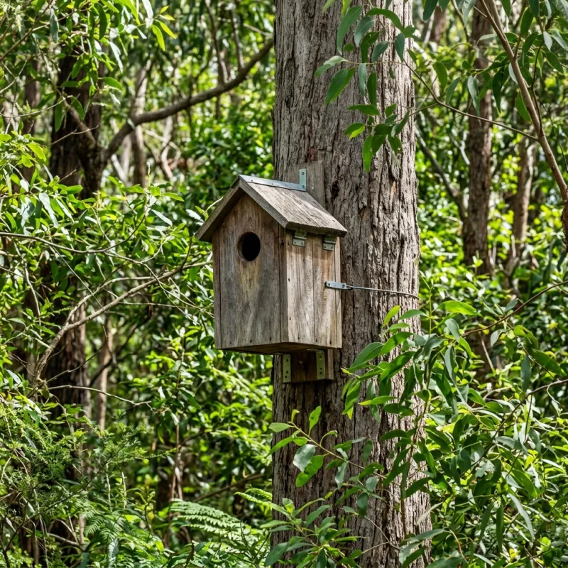 Animal nesting box installed as a humane alternative to a Nerrina roof cavity