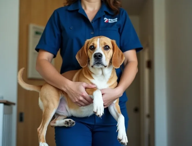 Technician respectfully transporting a deceased dog in Nerrina
